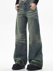DISTRESSED WIDE-LEG JEANS WITH HIGH WAIST BAGGY DESIGN