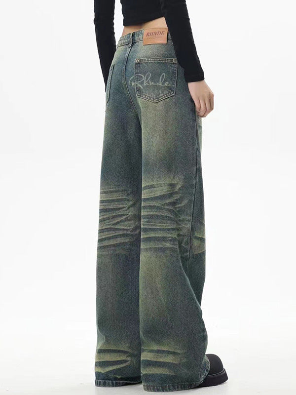 DISTRESSED WIDE-LEG JEANS WITH HIGH WAIST BAGGY DESIGN