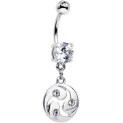 Clear CZ Gem Triskele Spiral Dangle Belly Ring