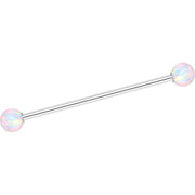 14G White 5mm Synthetic Opal Ball Industrial Barbell 32mm