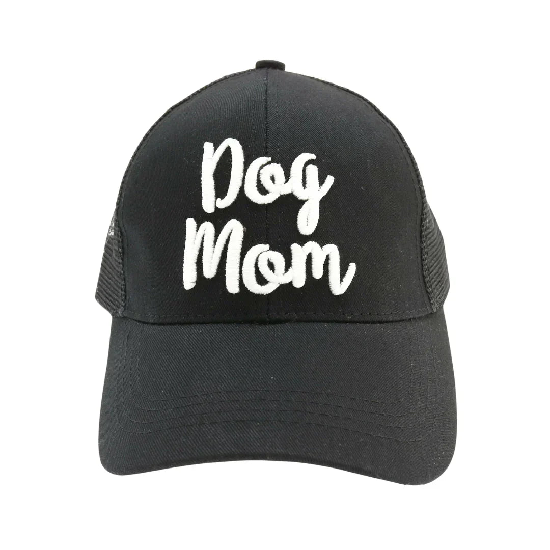 Dog Mom Embroidered Mesh Back High Ponytail C.C Ball Cap