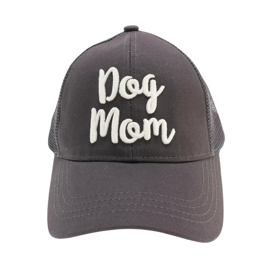 Dog Mom Embroidered Mesh Back High Ponytail C.C Ball Cap