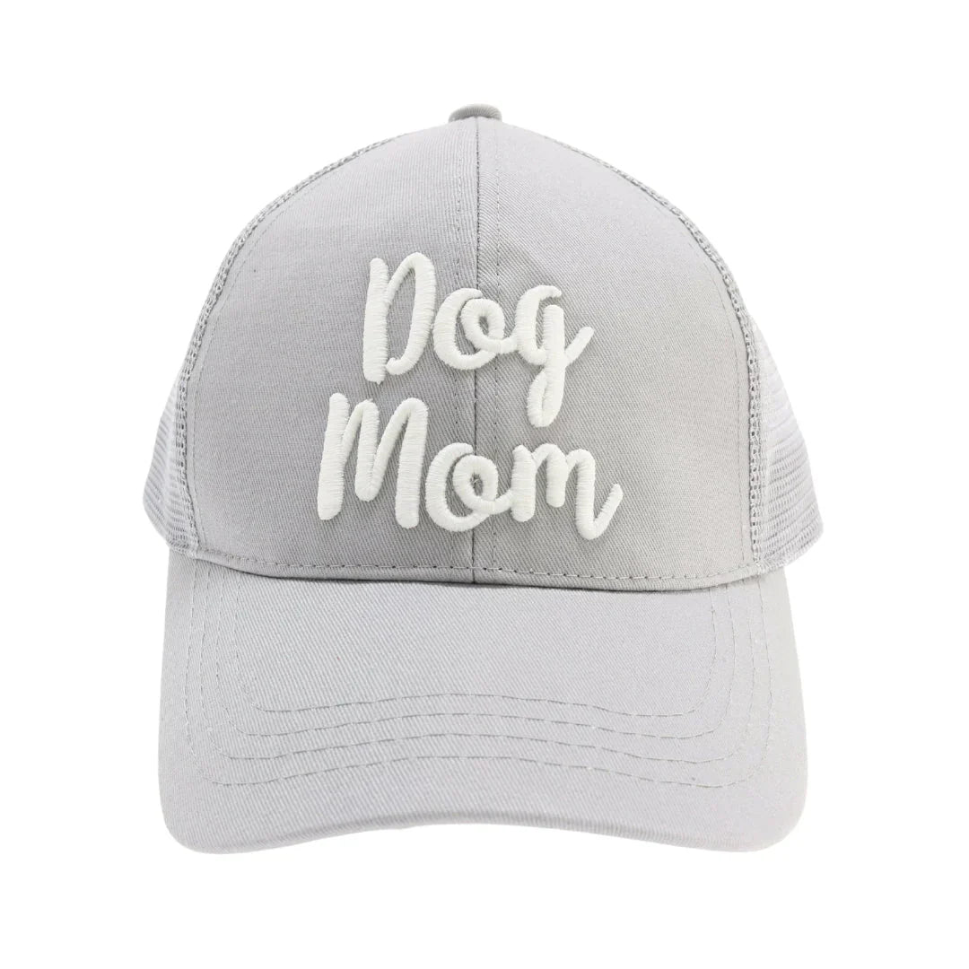 Dog Mom Embroidered Mesh Back High Ponytail C.C Ball Cap