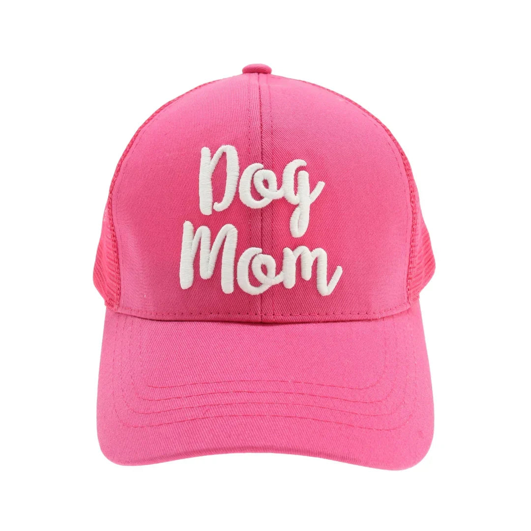 Dog Mom Embroidered Mesh Back High Ponytail C.C Ball Cap