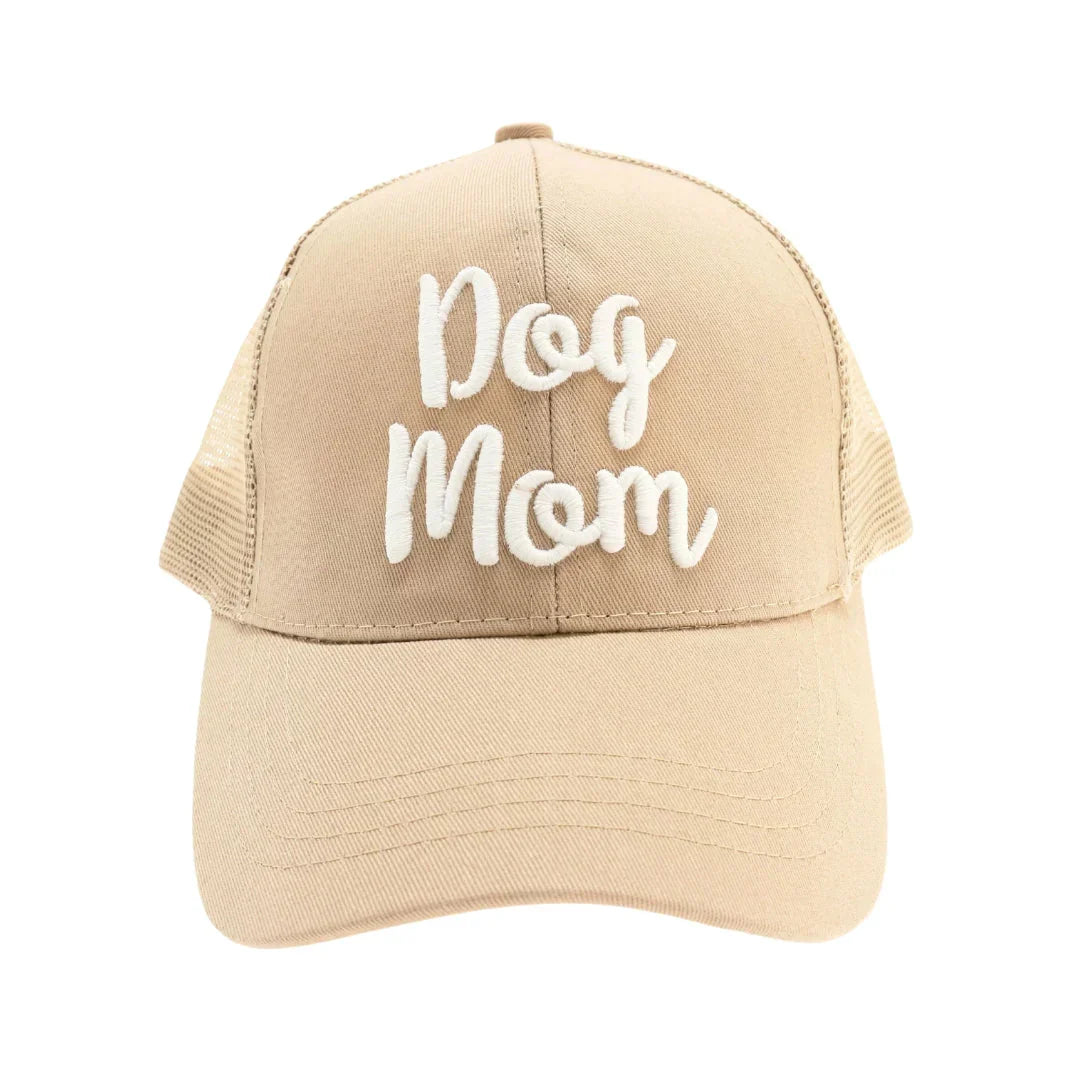 Dog Mom Embroidered Mesh Back High Ponytail C.C Ball Cap