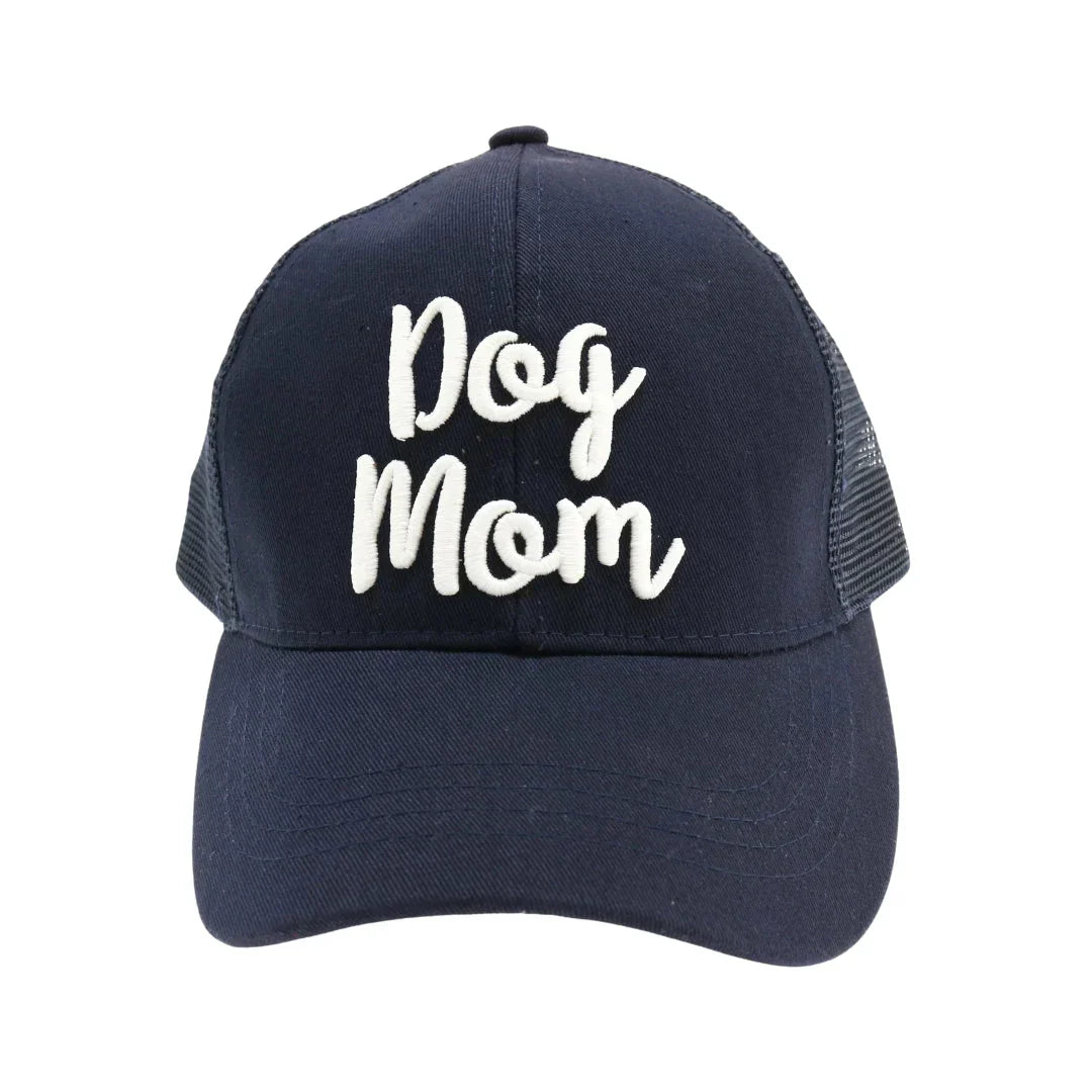 Dog Mom Embroidered Mesh Back High Ponytail C.C Ball Cap
