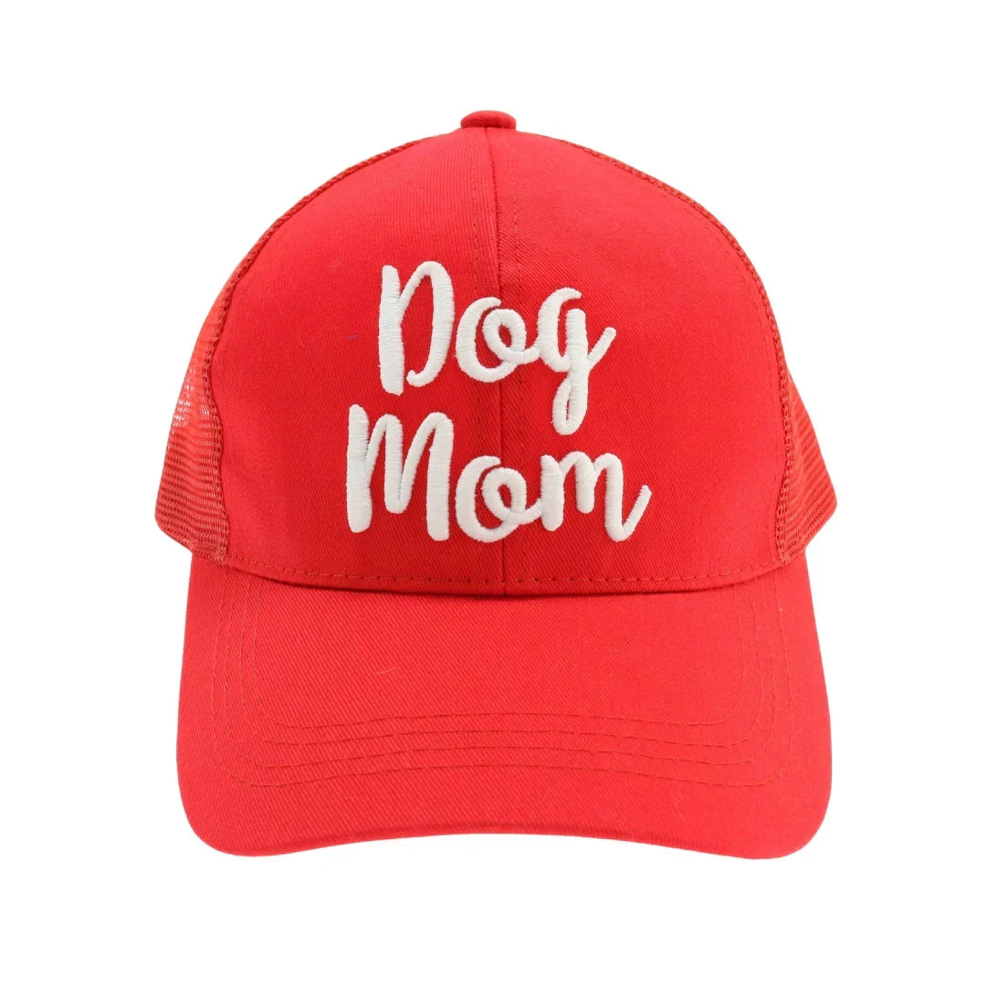 Dog Mom Embroidered Mesh Back High Ponytail C.C Ball Cap