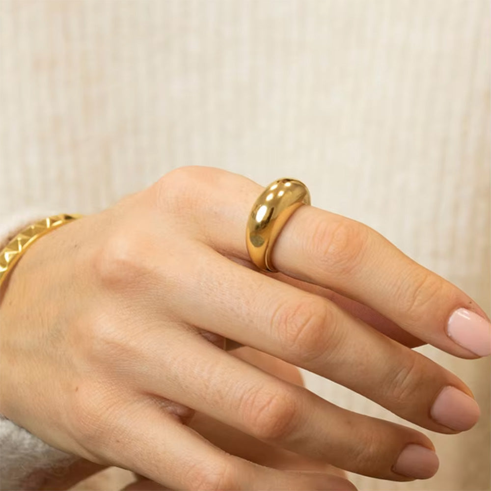 DOME RINGS SET MINIMALIST AESTHETIC COUPLE