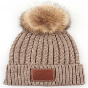 Double Braided Knit Faux Fur Pom C.C Beanie