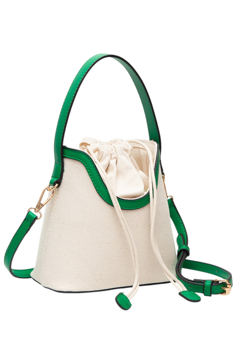 Drawstring Satchel Canvas Crossbody Bucket Bag