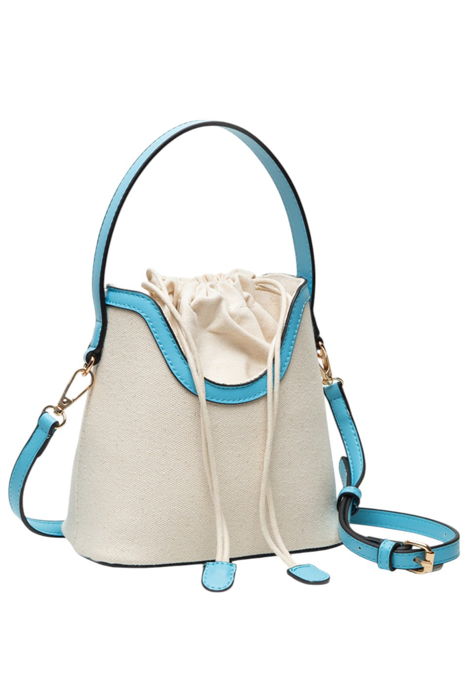 Drawstring Satchel Canvas Crossbody Bucket Bag