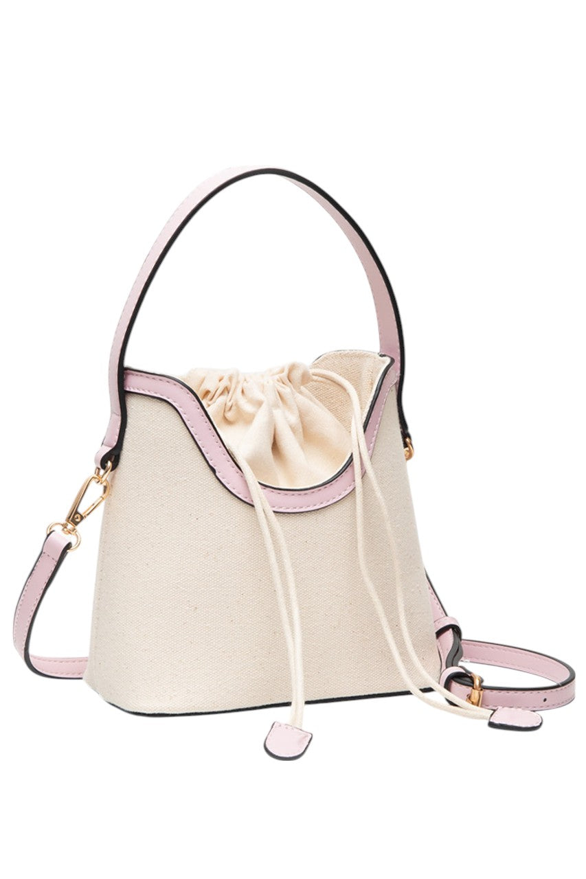 Drawstring Satchel Canvas Crossbody Bucket Bag