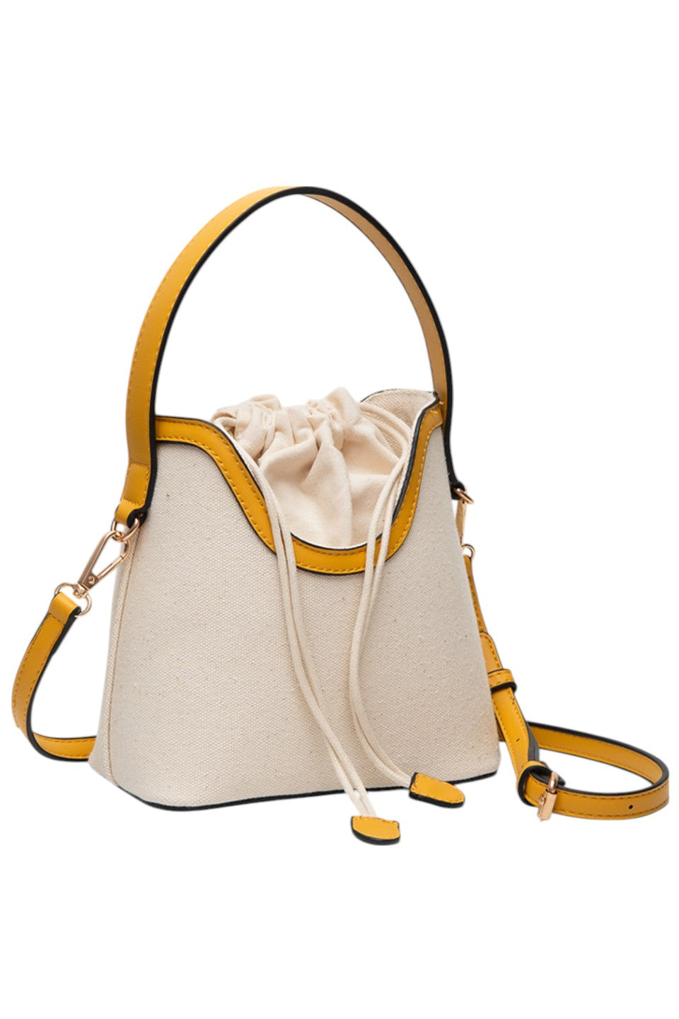 Drawstring Satchel Canvas Crossbody Bucket Bag