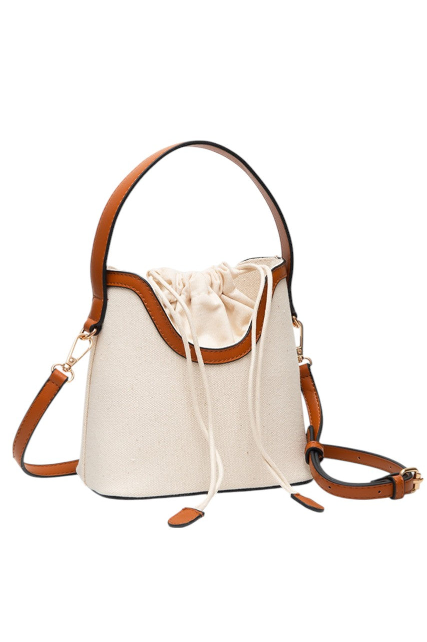 Drawstring Satchel Canvas Crossbody Bucket Bag