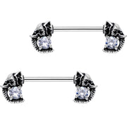 9/16 Clear Gem Elephants Treasure Barbell Nipple Ring Set