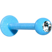 16G 3/8 Clear Gem Blue Glow In The Dark Effect Plated Labret Monroe