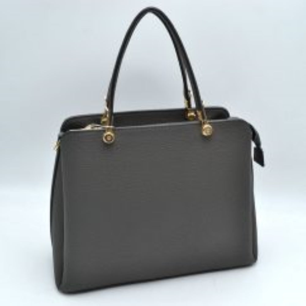 Structured Top Handle Handbag with Zipper Closures