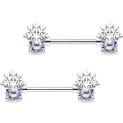 9/16 Clear Gem Heavenly Tree of Life Barbell Nipple Ring Set