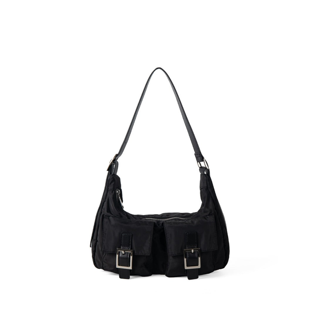 Design multi-pocket lightweight nylon shoulder armpit bag, women's versatile commuter handbag, women hobo bag small