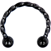 16G 3/8 Black Seriously Twisted Horseshoe Circular Barbell
