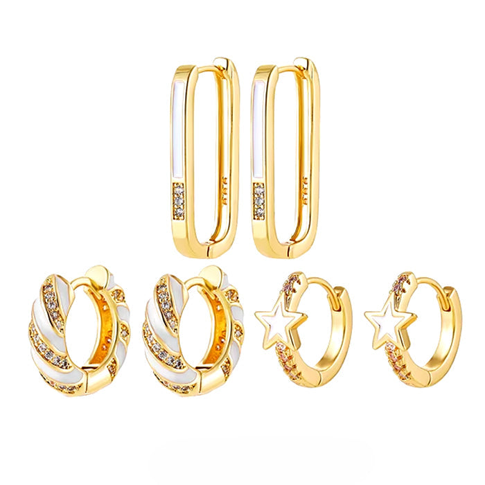 EARRING SET GOLD PINK TRIO AESTHETIC APPEAL