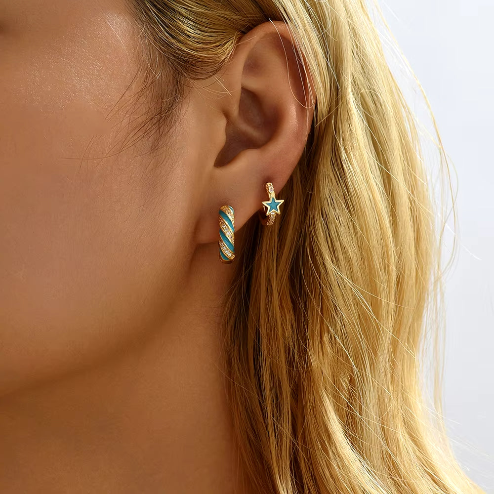 EARRING SET GOLD PINK TRIO AESTHETIC APPEAL