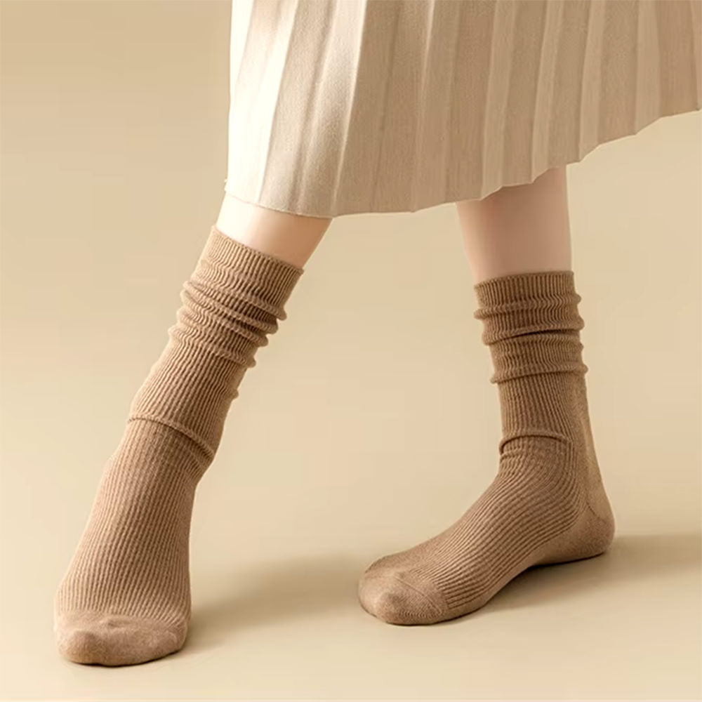 EARTH TONE RIBBED CREW SOCKS