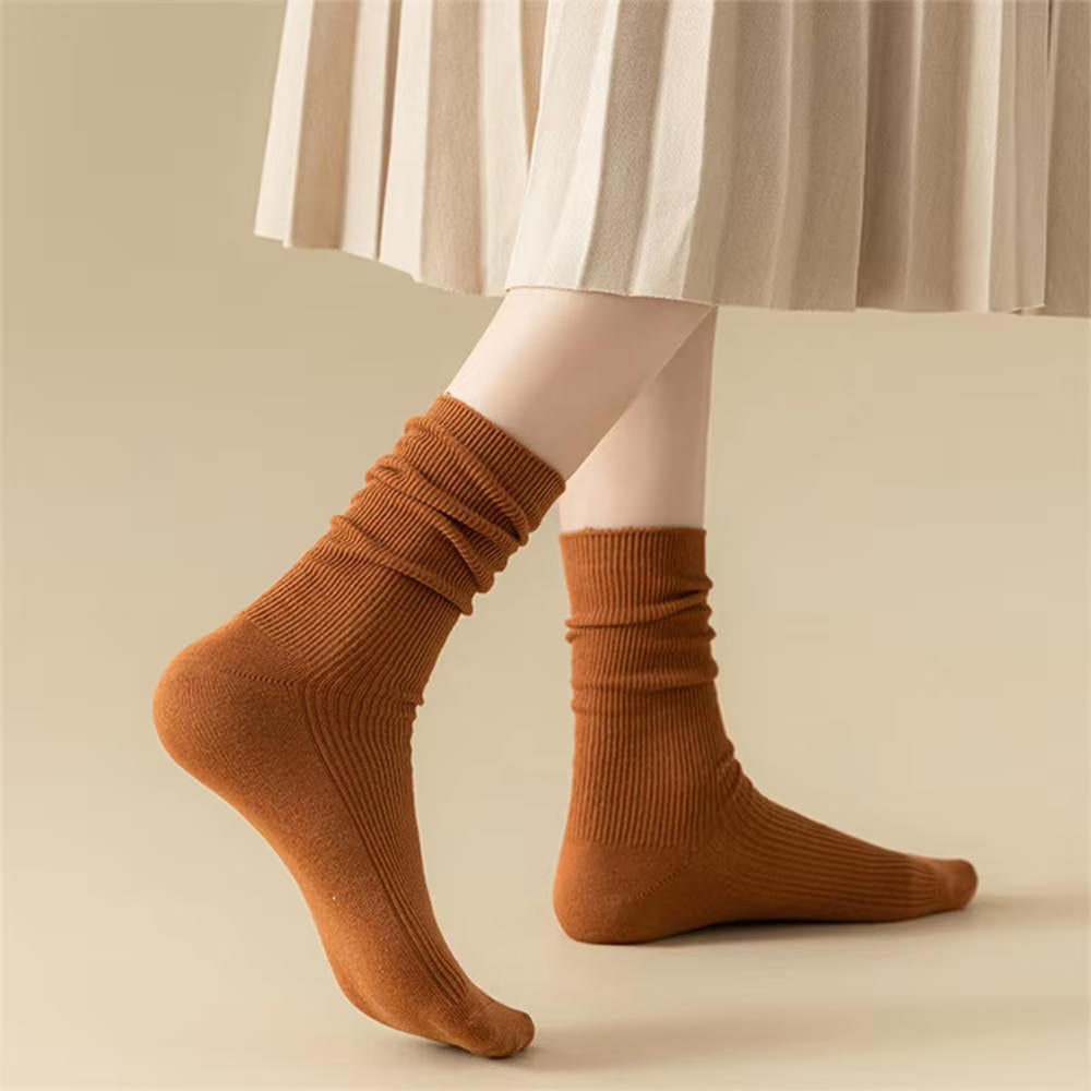EARTH TONE RIBBED CREW SOCKS