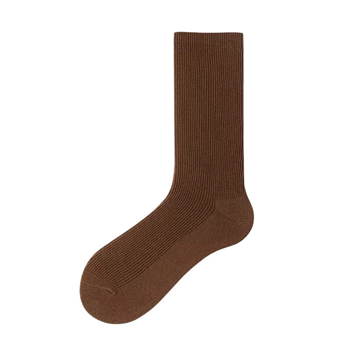 EARTH TONE RIBBED CREW SOCKS