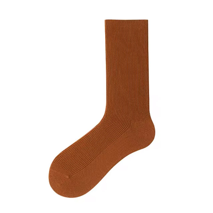 EARTH TONE RIBBED CREW SOCKS