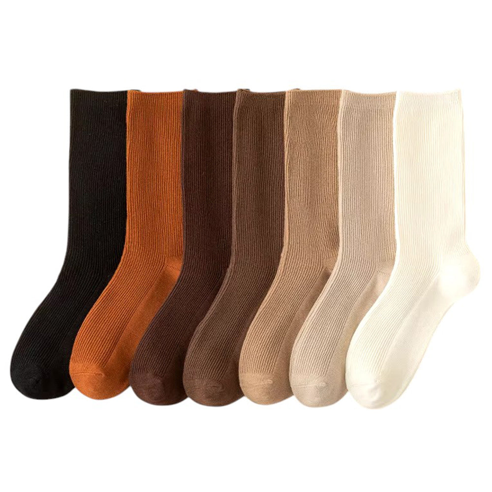 EARTH TONE RIBBED CREW SOCKS