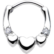 16G 5/16 Clear Gem Hearty Hug Hearts Septum Clicker