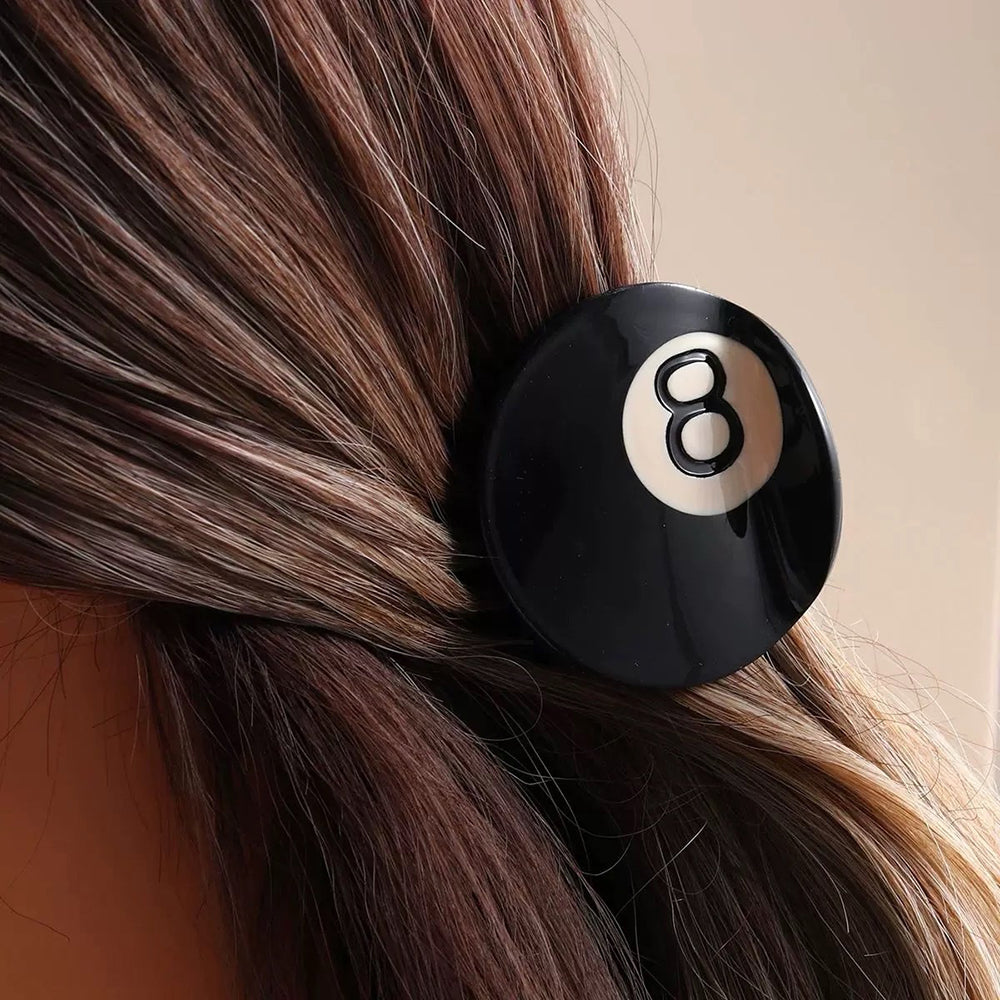 EIGHT BALL HAIR CLIP BILLIARD BALL HAIR ACCESSORY