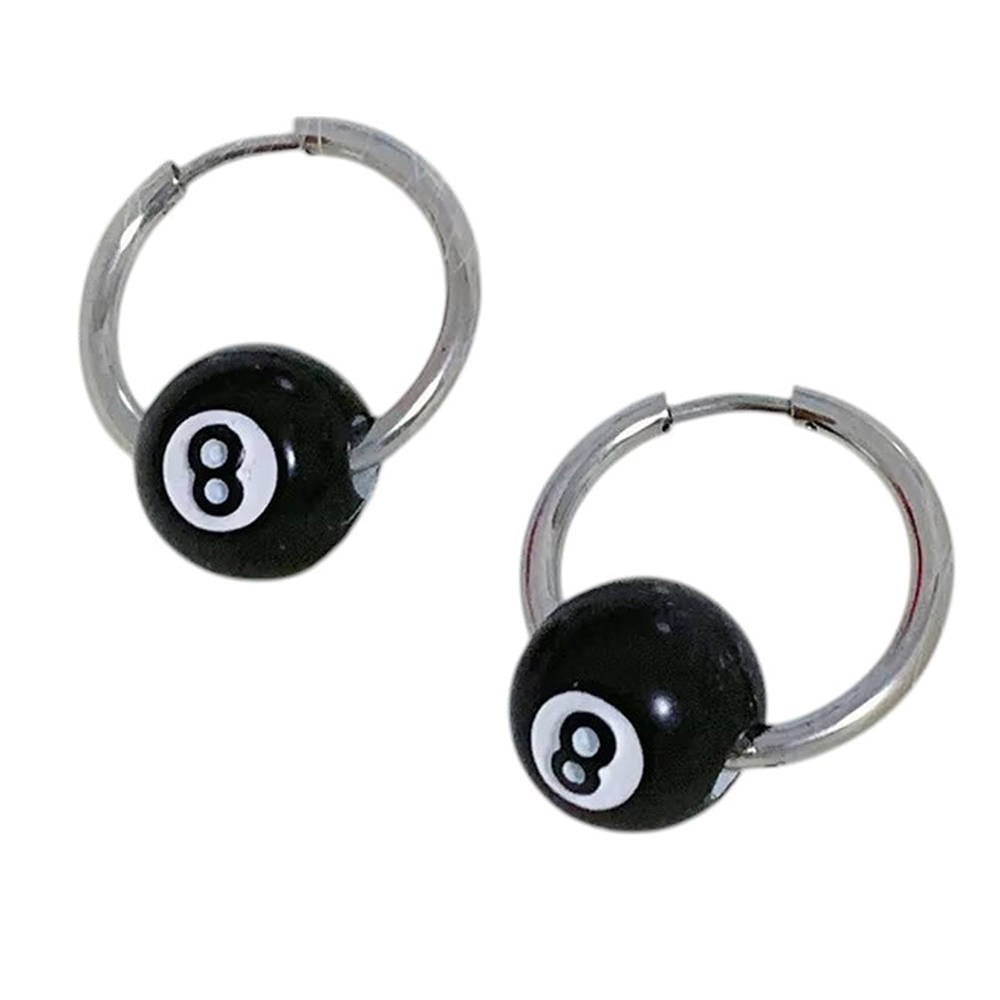 EIGHT-BALL HOOP EARRINGS ELEGANT ZINC ALLOY