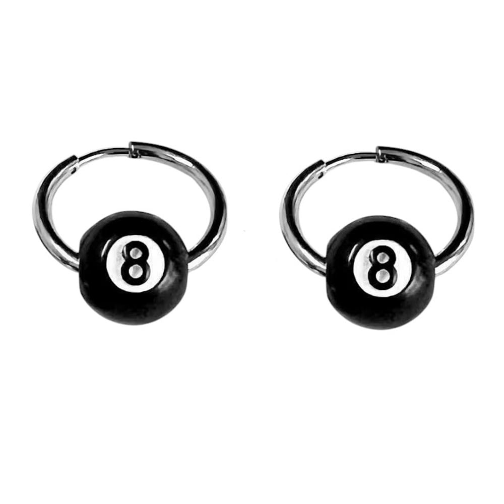 EIGHT-BALL HOOP EARRINGS ELEGANT ZINC ALLOY