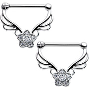 14G 9/16 Clear Gem Power Star Nipple Clicker Set