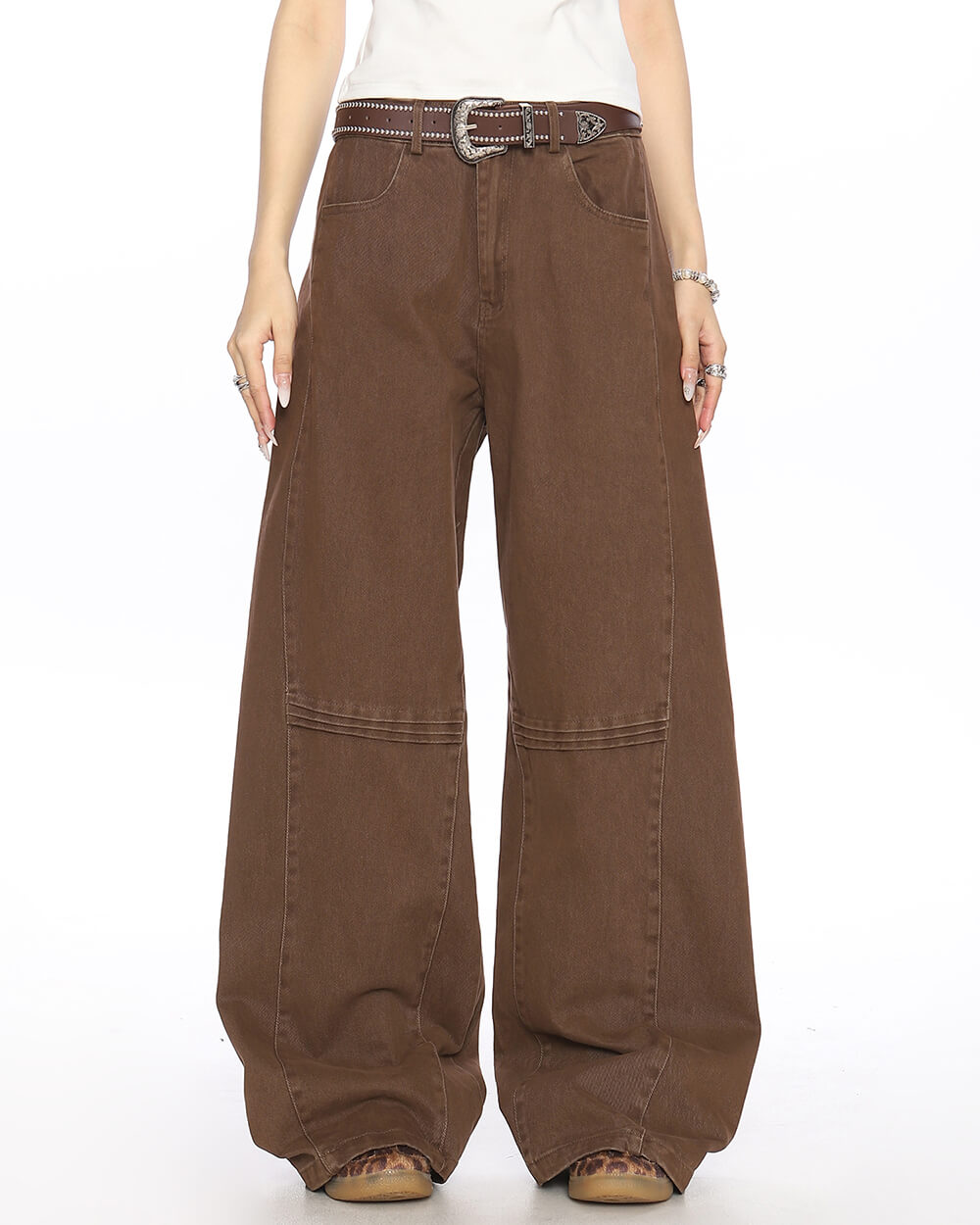 ELEGANT FLARE HIGH-RISE DENIM PANTS WITH DOUBLE SEAM FOR SOPHISTICATION
