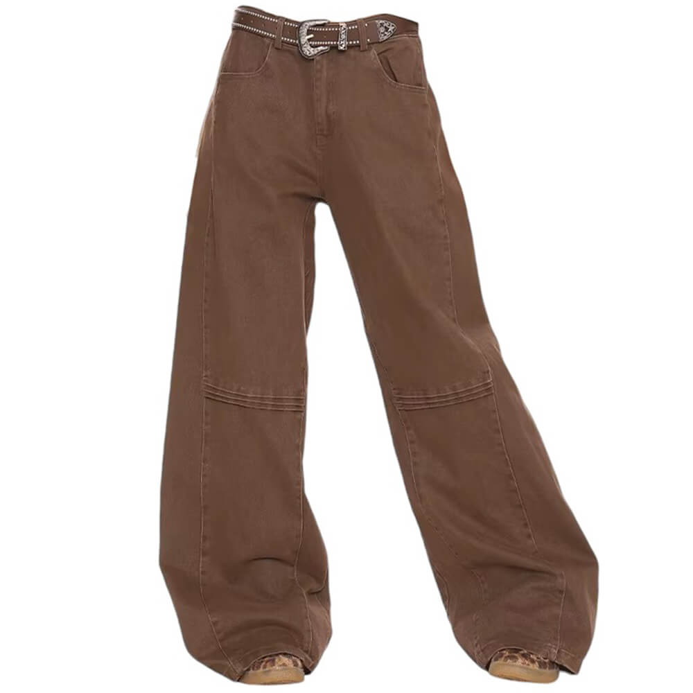 ELEGANT FLARE HIGH-RISE DENIM PANTS WITH DOUBLE SEAM FOR SOPHISTICATION