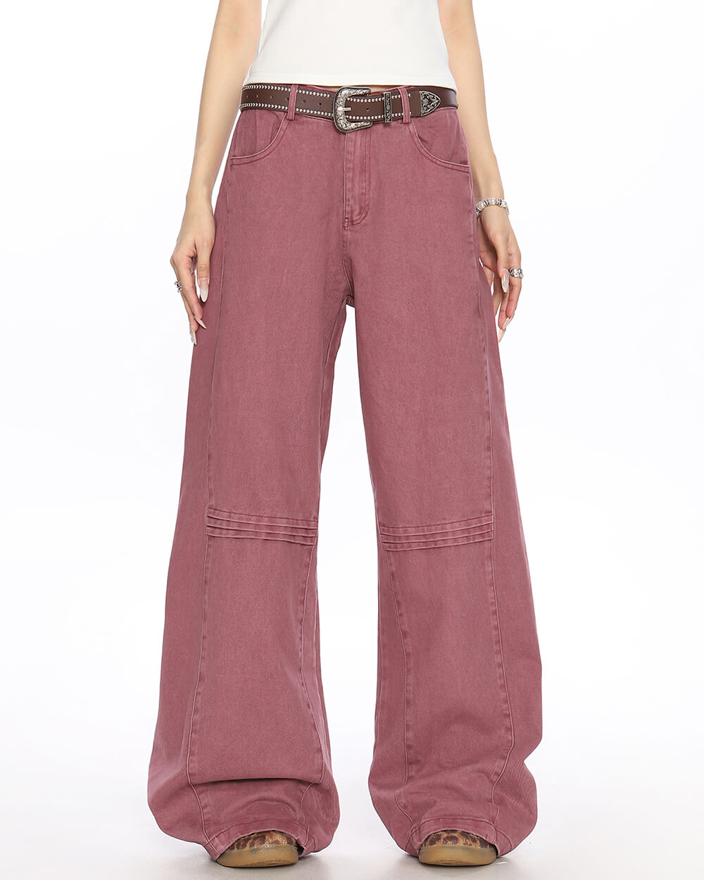 ELEGANT FLARE HIGH-RISE DENIM PANTS WITH DOUBLE SEAM FOR SOPHISTICATION