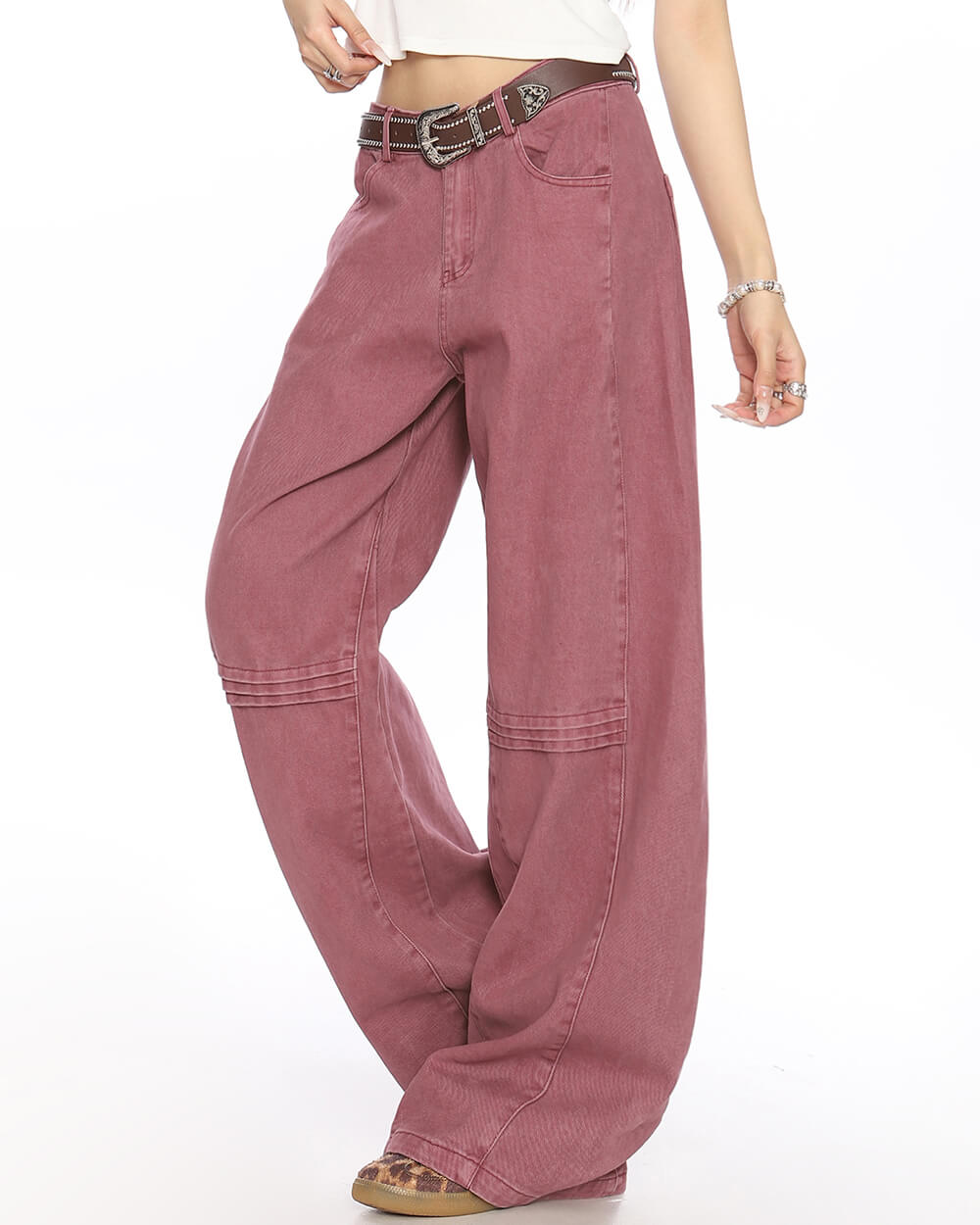 ELEGANT FLARE HIGH-RISE DENIM PANTS WITH DOUBLE SEAM FOR SOPHISTICATION