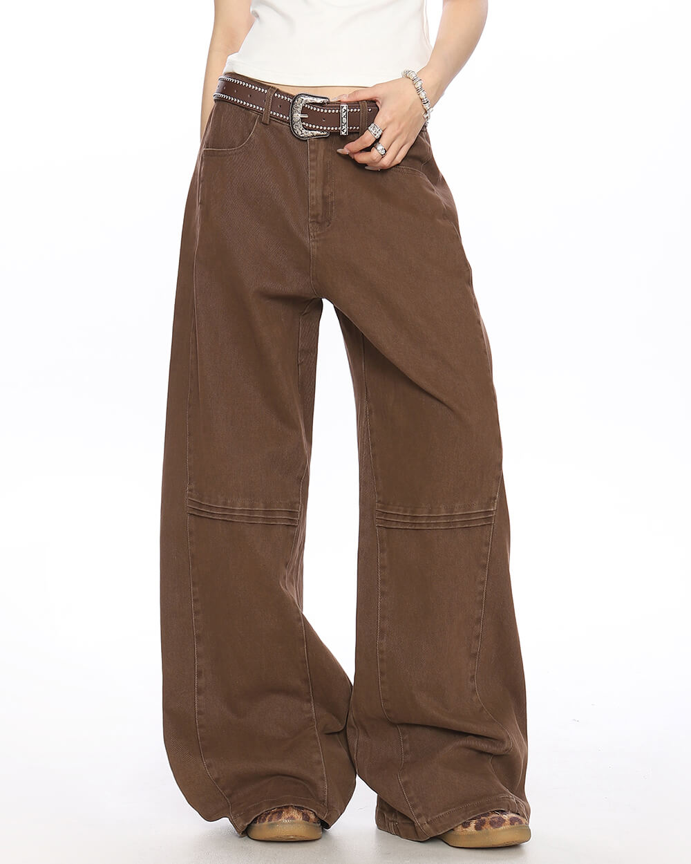 ELEGANT FLARE HIGH-RISE DENIM PANTS WITH DOUBLE SEAM FOR SOPHISTICATION