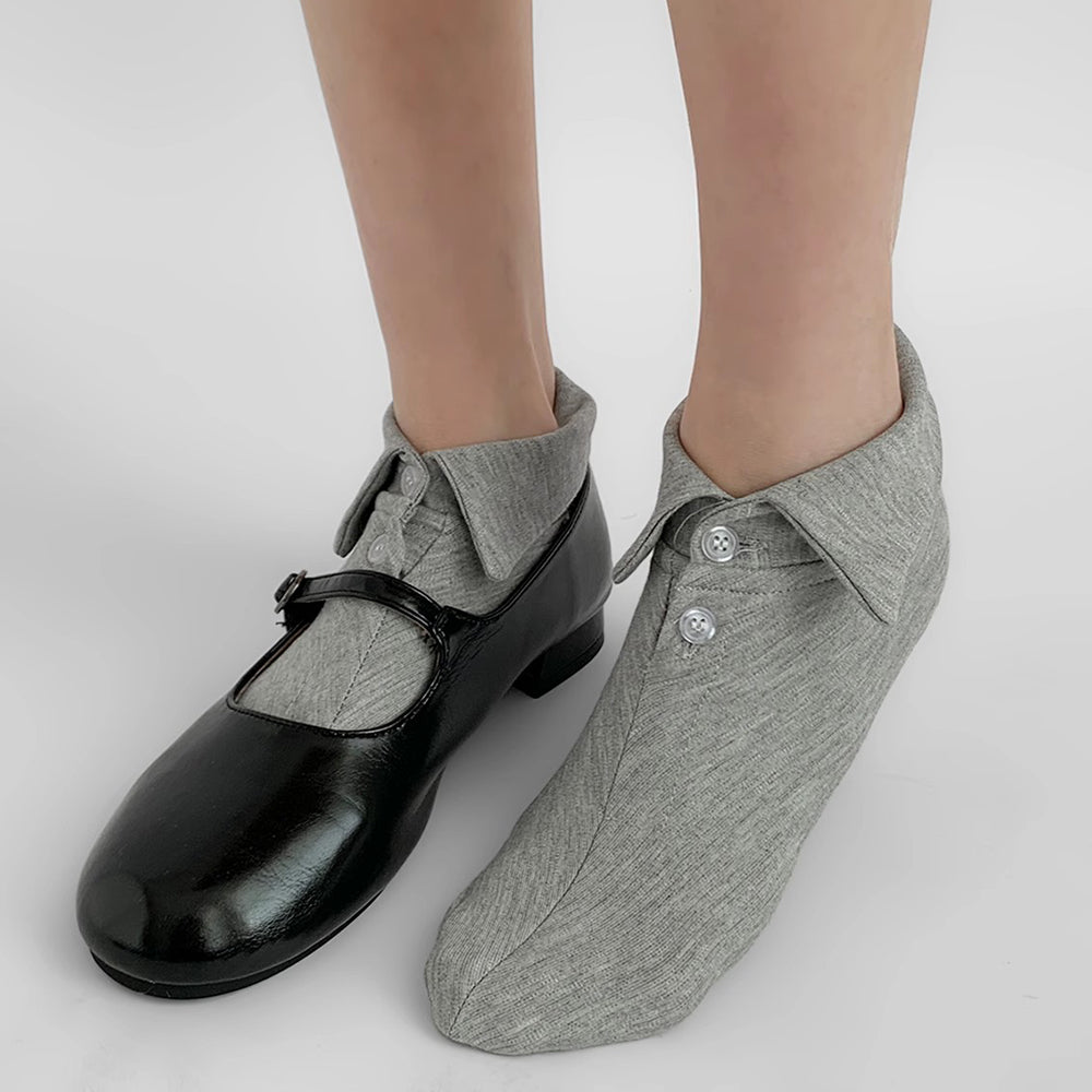 ELEGANT GRAY ANKLE SOCKS: BUTTON-UP COLLAR ANKLE SOCKS