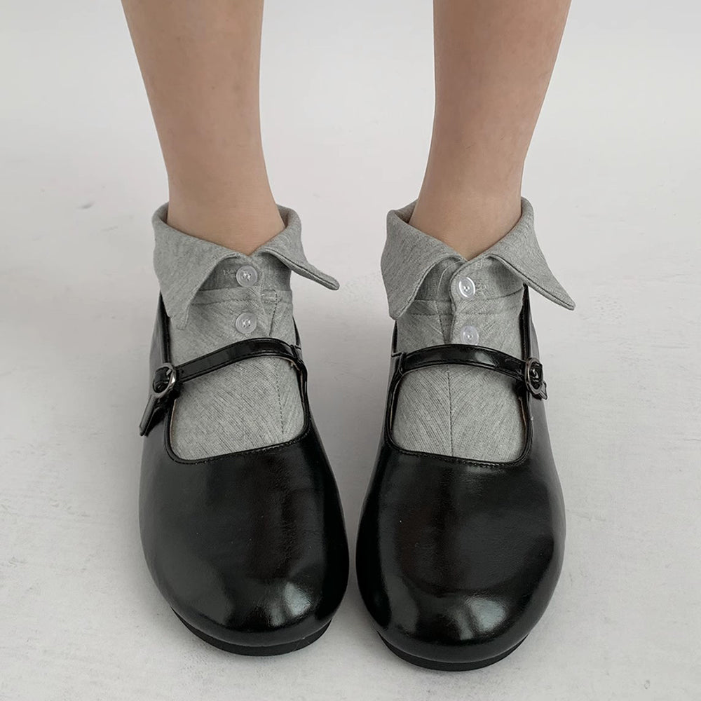 ELEGANT GRAY ANKLE SOCKS: BUTTON-UP COLLAR ANKLE SOCKS