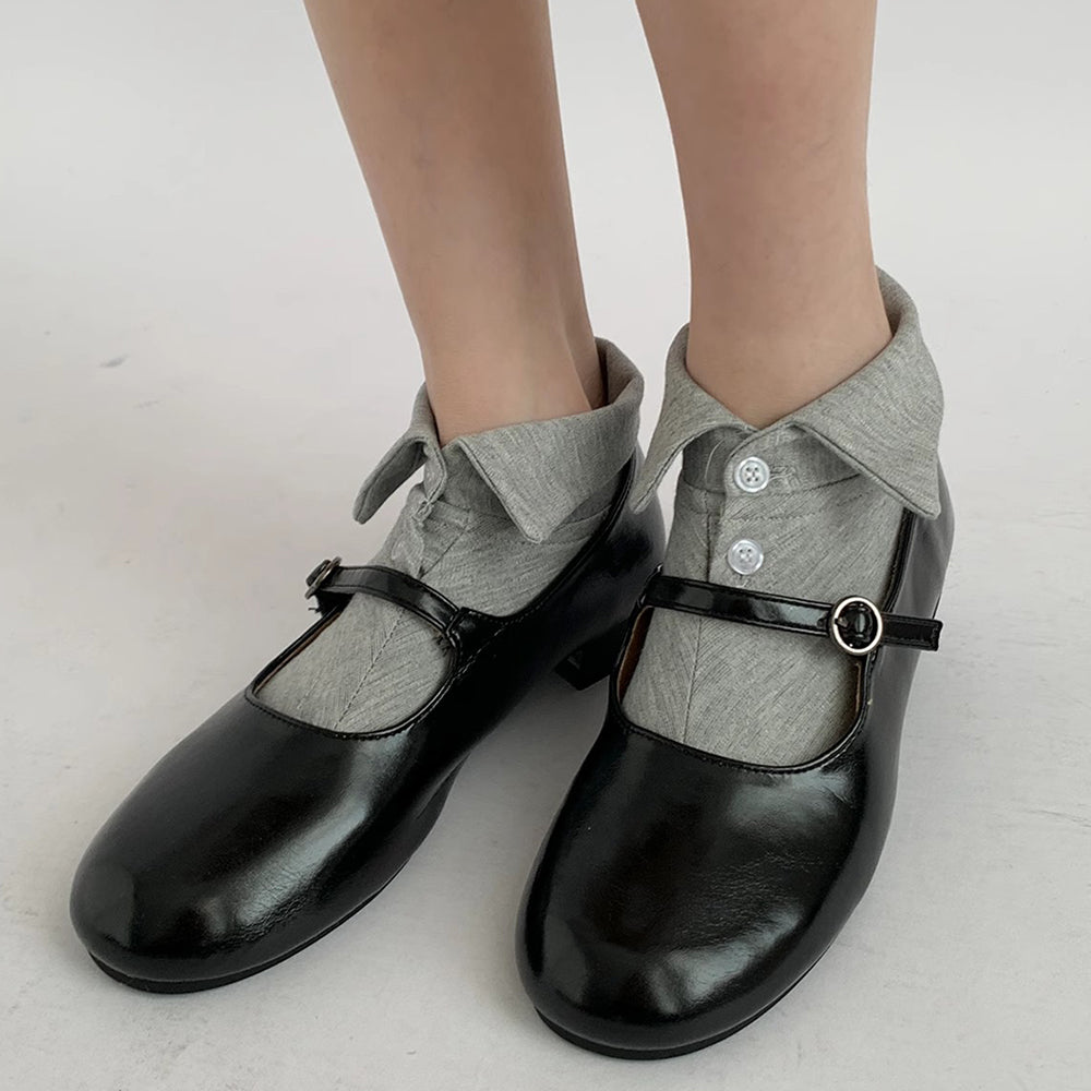 ELEGANT GRAY ANKLE SOCKS: BUTTON-UP COLLAR ANKLE SOCKS