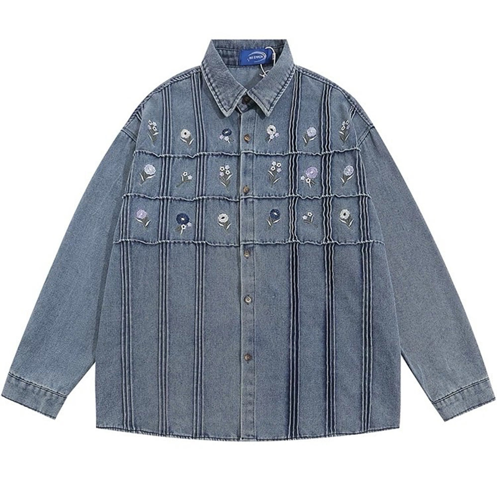 EMBROIDERED DENIM JACKET FLORAL EMBROIDERY DENIM SHIRT