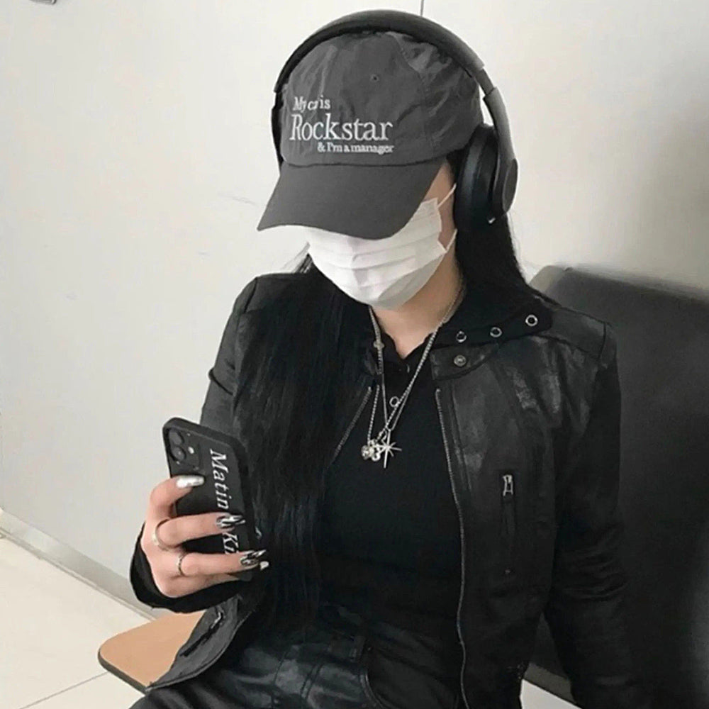 EMBROIDERED STATEMENT BASEBALL CAP ROCKSTAR CAP