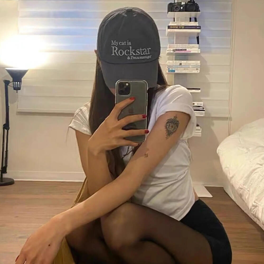 EMBROIDERED STATEMENT BASEBALL CAP ROCKSTAR CAP