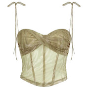 EMERALD SHEER MESH CORSET TOP
