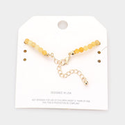 Enamel Heart Charm Semi Precious Stone Anklet