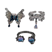 ENCHANTED MOON BUTTERFLY RING SET - THREE PIECE BUTTERFLY RING